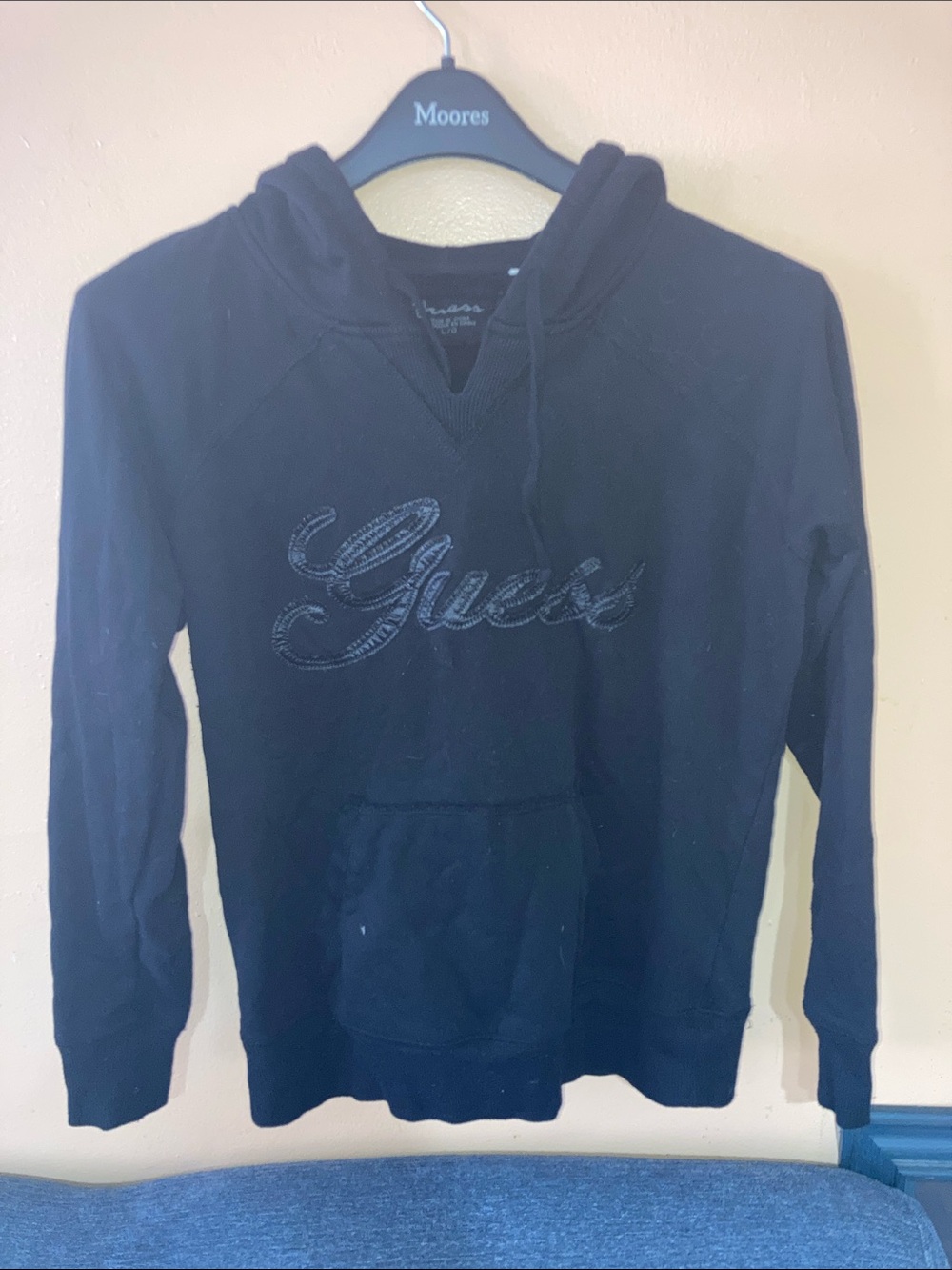 GUESS Black Men’s Hoodie with Script Logo